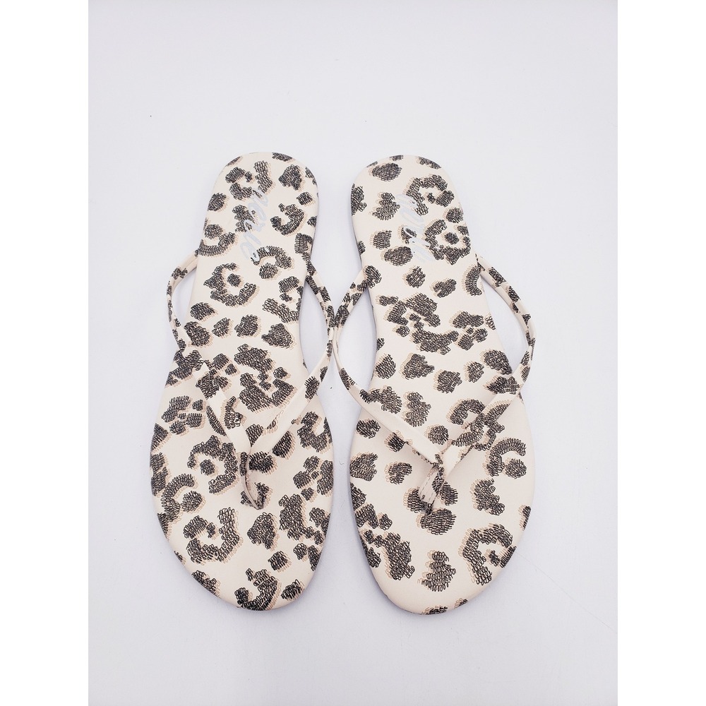 Aerie Flip Flop Sandals Tan Leopard Print Animal Thong Summer Womens Size 7